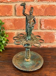Vintage Bronze-Tone Middle Eastern Figure Ornate Patina 6"