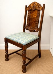 Antique Carved Figured Mahogany Veneer Flame/Crotch Pattern Chair - Westport