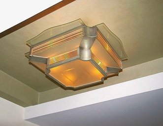 Incredible Art Deco Glass And Stainless Steel Designer Chandelier Likely Peptitot Ceiling Mount  Retail $9800