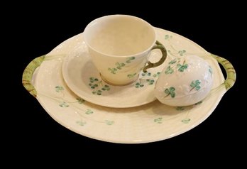 Wonderful Collection Of Belleek Porcelain In Shamrock Pattern