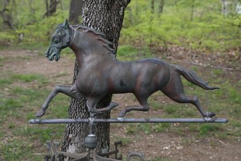 Amazing Large Swell Body Copper Running Horse Weathervane