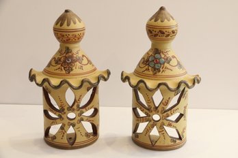 Unique Pair Of Hand Painted Lanterns, Portugal