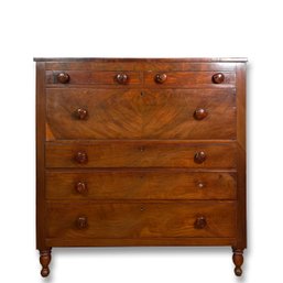 Antique Book-matched Flame Mahogany Bachelors Chest
