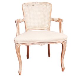 Pretty French Provincial Style Armchair With Caned Back