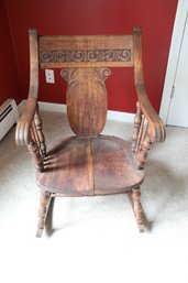 Antique Oak Hand Carved Rocker
