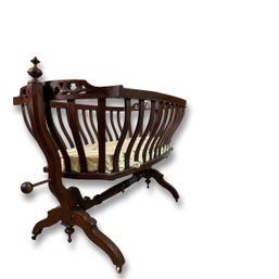 Antique French Swan Mahogany Cradle