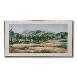 Magnificent Watercolor On Paper Cap Sici Vu Du Domaine De Fabregas Artist Signed Daniele Tzeutschler