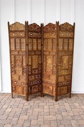 Vintage Anglo-Indian Carved Teak Wood Room Divider