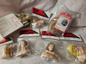 Porcelain Doll Upper Body, Head And Arms And Doll Hair