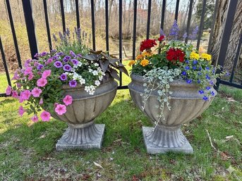 Pair Of Faux Cement Planters