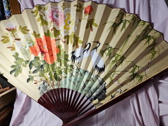 Huge Beautiful Vintage Asian Fan Measures 5 Feet Across When Opened