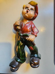 Vintage Chalkware Figurine - Merry Wanderer Also Called Hobo