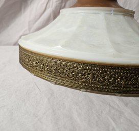 Antique Colonial Premier Iridescent Glass And Brass Lamp Shade