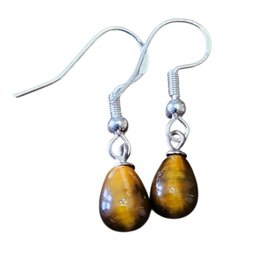(B74) Sterling Silver Tigers Eye Dangle Earrings
