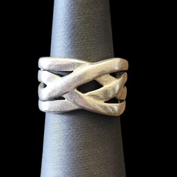(A22) Sterling Silver Woven Band Ring, Size 6.5