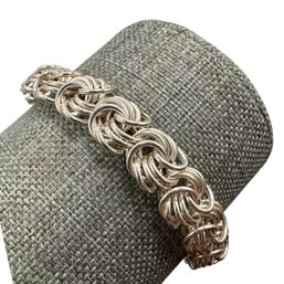 (B7) Italian Sterling Silver Interlocking Rings Bracelet