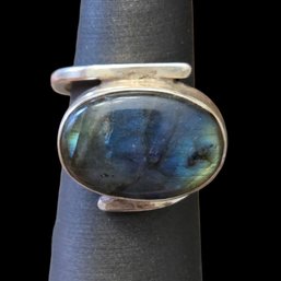 (B107) Sterling Silver Labradorite Ring, Size 5.5