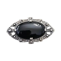 (M60) Vintage Sterling Silver Onyx Brooch/pin