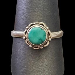 (M40) Sterling Silver Turquoise Ring, Size 10