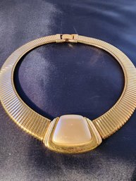 Napier Gold Tone Cabochon Signet Necklace