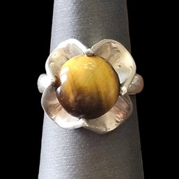 (M6) Mexican Sterling Silver Tiger's Eye Ring, Size 7