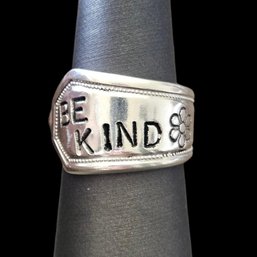 (M8) S & SON Sterling Silver Be Kind Ring, Size 7.5