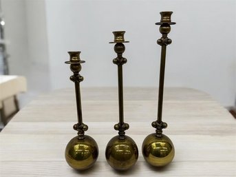 1980's Brass Candleholders Attributed Chapman, Mfg. Co.