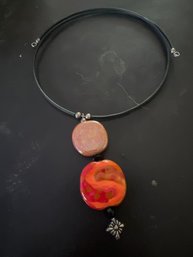 Polished Stone Wire Wrap Choker Necklace