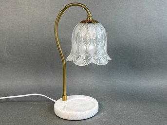 Glass Tulip Shade Candle Warmer With Marble Base