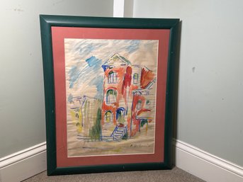 Philip Henderson 1936 'Brooklyn Brownstone' Framed Watercolor