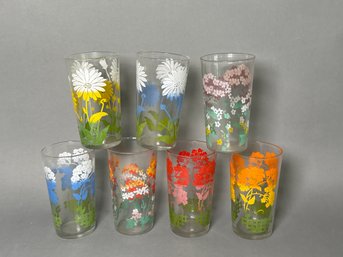 Vintage Hand Painted Floral Glasses