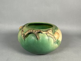 Vintage 1935 Roseville Pottery Green Pinecone Jardiniere