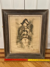 Original Watercolor Painting Signed Etienne ? Framed Glass