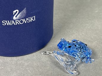 Swarovski Crystal Blue Dart Frog With Box