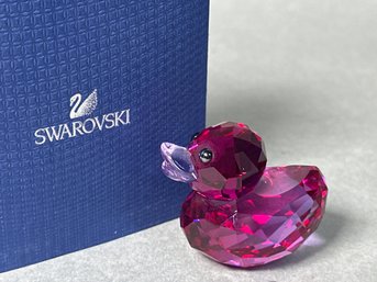 Swarovski Crystal Happy Duck Sweet Alicia Fuchsia Figure With Box
