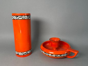 Vintage Coronet Czech Vase & Candleholder