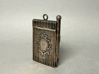 Antique 800 Coin Silver Art Nouveau Dance Card With Writing Tool