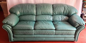 Italian Green Plush Leather Couch