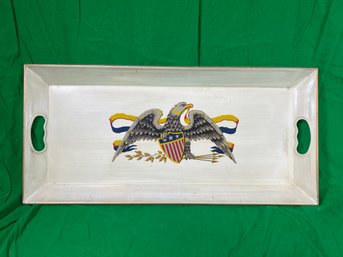 Vintage Hand Painted American Bald Eagle Metal Serving Tray.