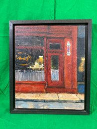 HOBOKEN BARBER SHOP By Joan Griswold Signed Oil On Canvas Framed