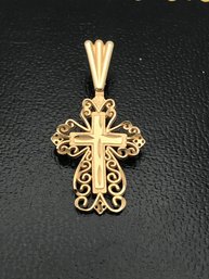 14K Yellow Gold Filigree Cross Pendant