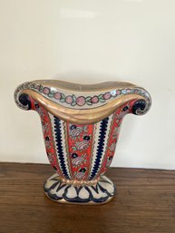 Alfred Renoleau Vase French Artist Signed  8.5x3.75x7.75in