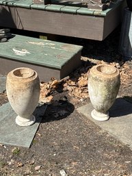 Hand Carved Stone Vases Solid Heavy  Appears To Be Marble