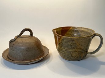 Hand Thrown Pottery, Cheese Dome And Batter Bowl Or Pitcher. Bring On The Pancake!