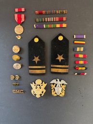 Nice Lot Of Vintage World War II Era Medals Campaign Ribbons Insignia Etc  S1