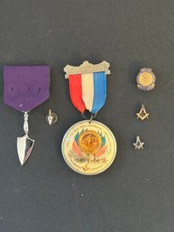 Rare Lot Antique Masonic Memorabilia 1895 Convention Master Mason 50 Year Pin S4