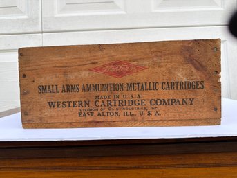 Antique Western Cartridge Co. Wood Advertising Box Super 300 Savage Silvertip Expanding Bullets  B3