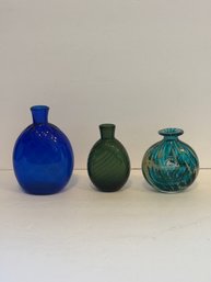 Lot Of Studio Art Glass Vase Bottles Pairpoint MMA Phoenician Glass Blowers Malta