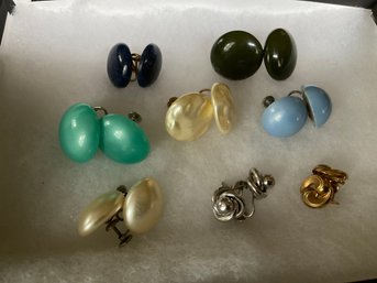 9 Vintage Screw Back Earrings
