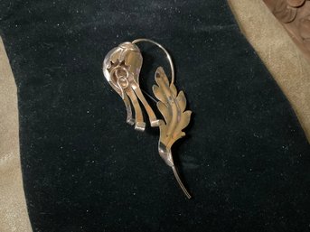 Napier Co. Sterling Silver 1940s Leaf And Flower Bud Brooch